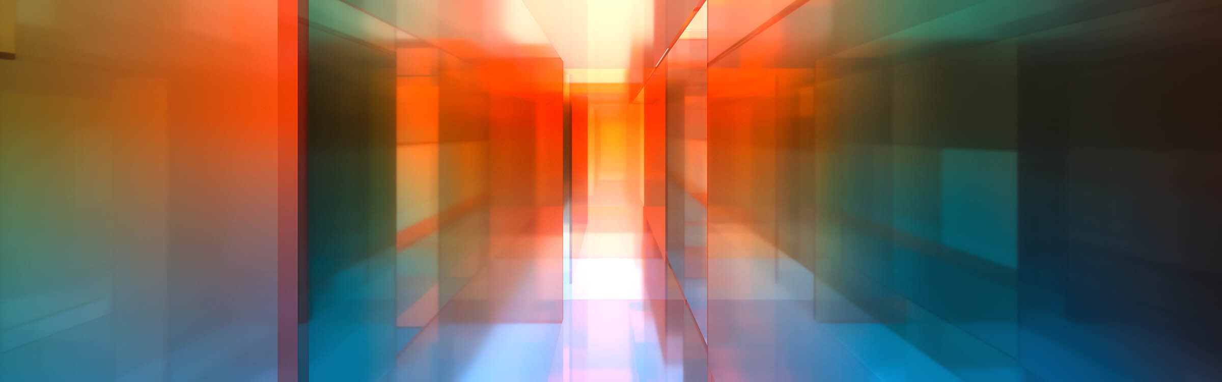 Image of orange and blue glass blocks